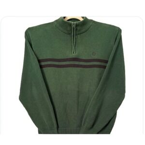 Chaps XL striped sweater 1/4‎ zip long sleeves green and blue